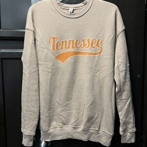 Tennessee Script Crewneck Sweatshirt - Beige with Orange Logo